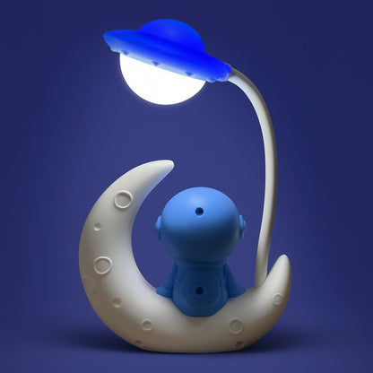 Astronaut Moon LED Night Lamp with Adjustable Stand, Soft Warm Light for Kids, Bedroom, Study Table, Baby Room, Home Decor & Gifting