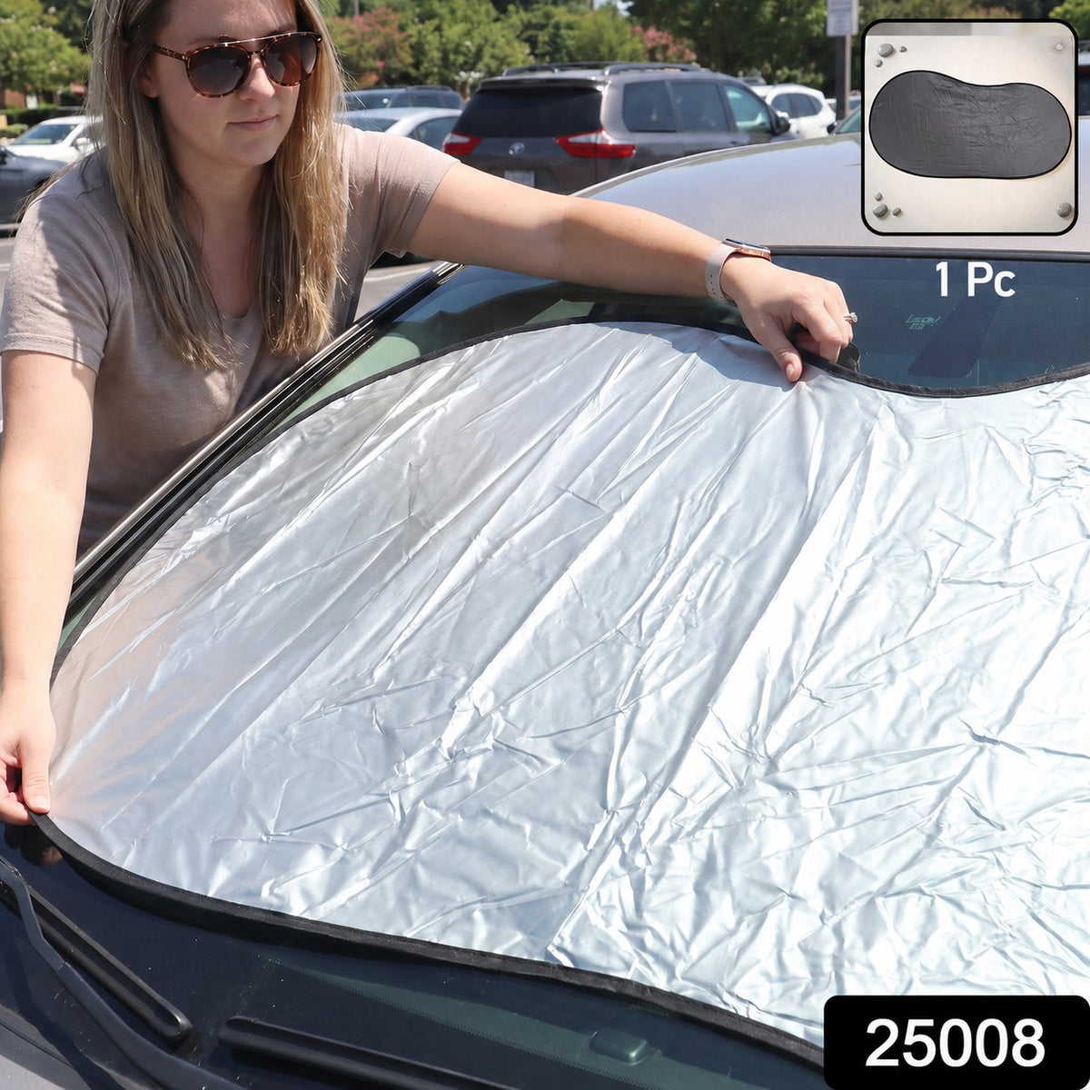 Foldable Car Windshield Sunshade for Heat Protection During Summer Travel (1 Pc)