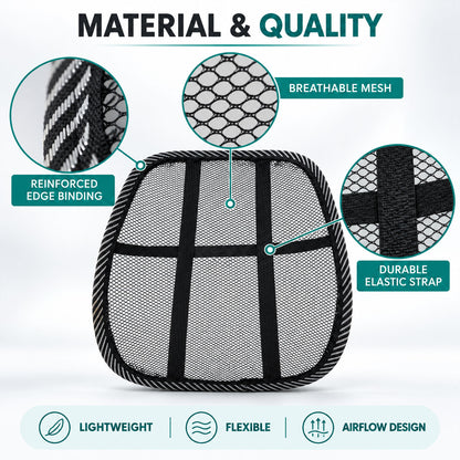 Breathable Mesh Car Seat Back Support with Elastic Strap (1 Pc)