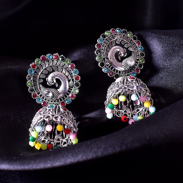 Peacock Styled Oxidised Alloy Drop &amp; Dangler Earrings