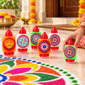 Plastic Rangoli Colour Filling Bottles with Nozzle and Dot Stamp (6 Pc)