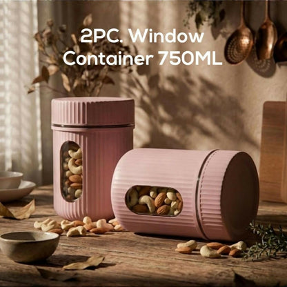 Set of two 650ML airtight food storage containers with transparent windows