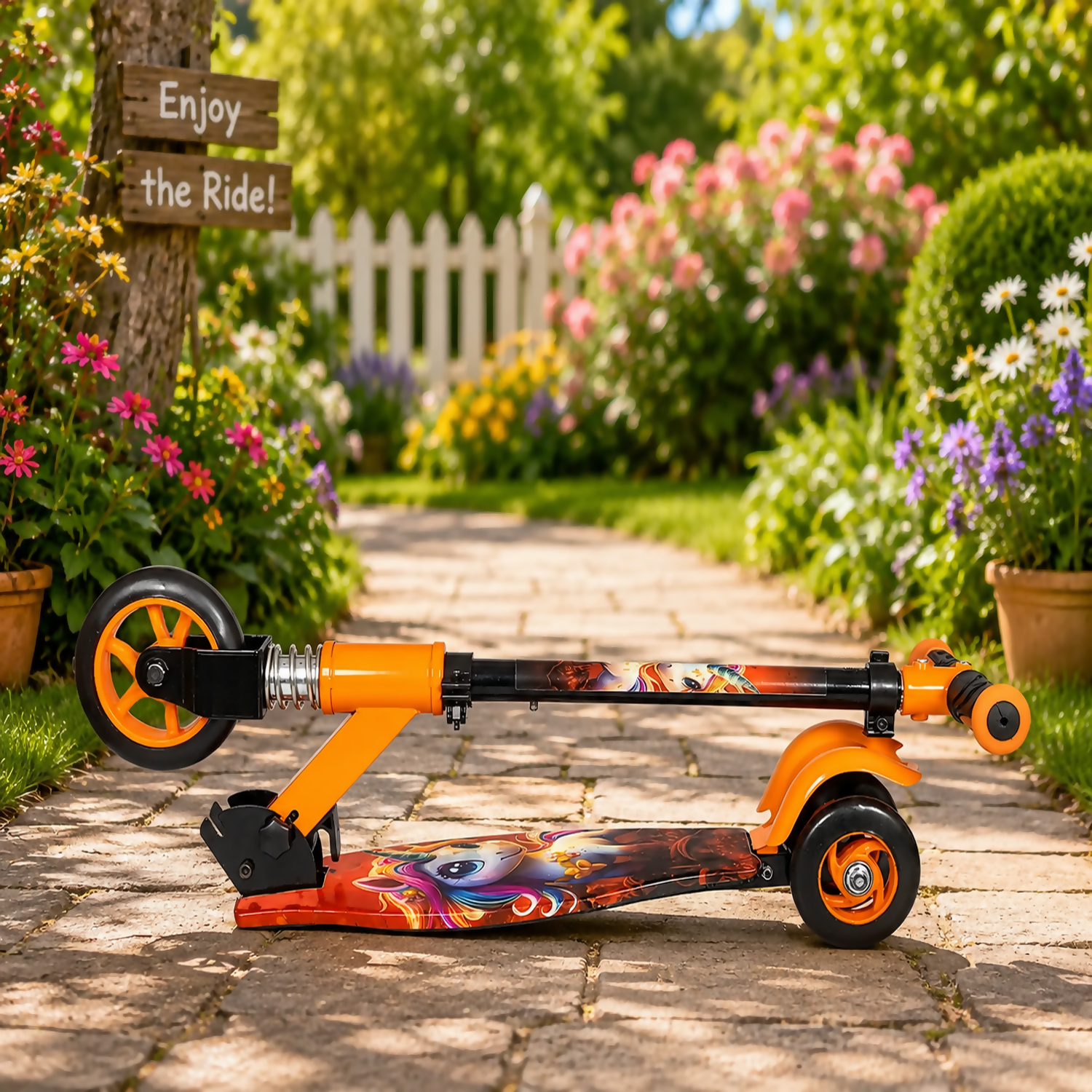 KIXY Kids 3 Wheel Foldable Scooter with Adjustable Height Handlebar