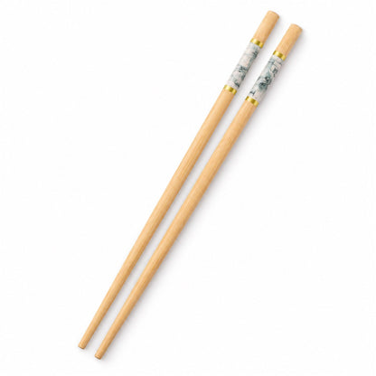 Bamboo Chopsticks with Decorative Bands for Noodles and Sushi Use (10 Pair)