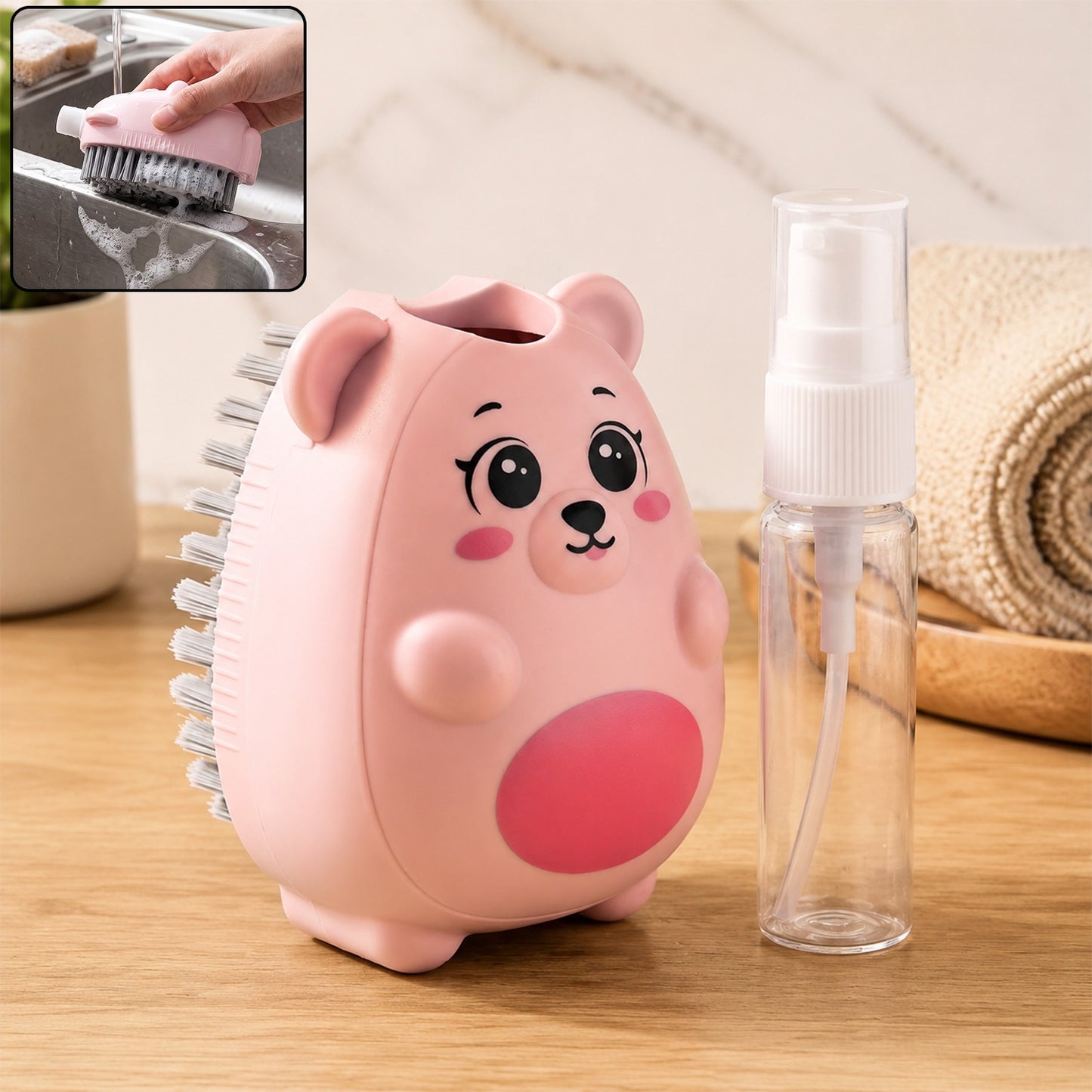 2-in-1 Soap Dispenser Cleaning Brush for Easy Kitchen & Bath
