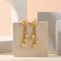 Floral Stud Chain Drop Earring – Elegant Bead Accents for Any Look
