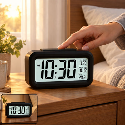 Digital LED Alarm Clock with Temperature Display for Bedside (1 Pc)
