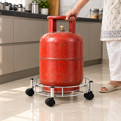 Gas Cylinder Trolley – Stainless Steel with Heavy-Duty Wheels | Indo Glow