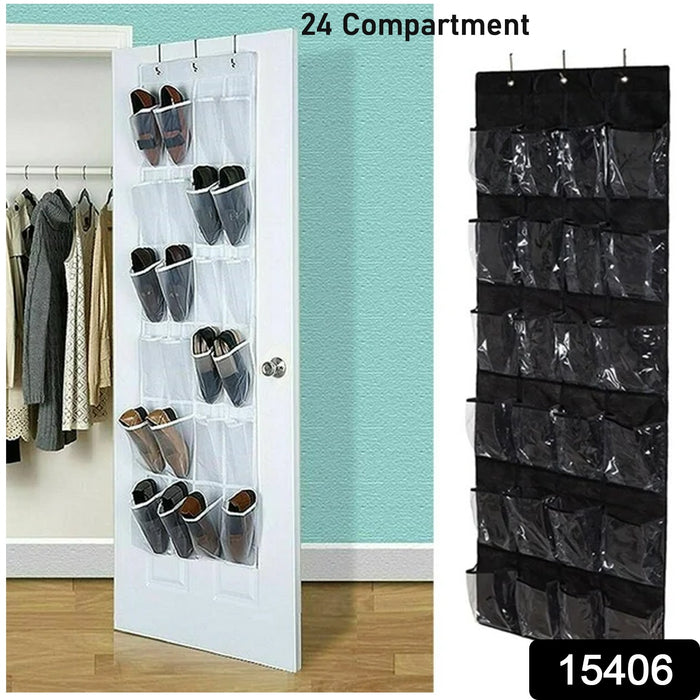 24 Grid Over the Door Shoe Organizer Rack Hanging Storage Space Saver (1 Pc)