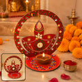 Wooden Decorative Diya Stand – Handcrafted Festive Tea Light Holder