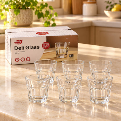 Clear Faceted Glass Shot Tumblers with Thick Bases (45 ml, 6 Pc)