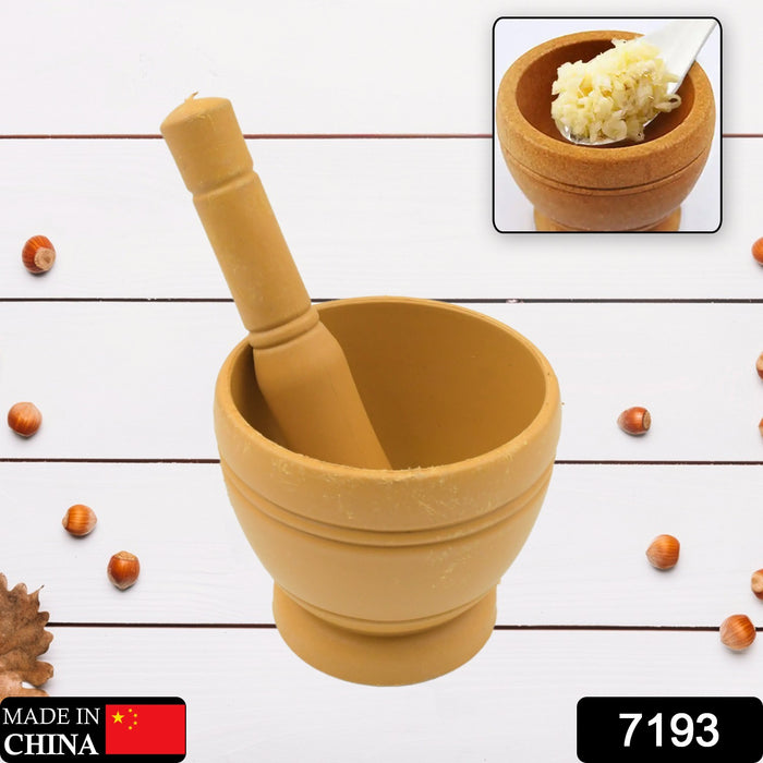 7193  Mortar and Pestle Set for Spices, Okhli Masher, Khalbatta, Kharal, Mixer, Natural & Traditional Grinder and Musal, Well Design for Kitchen, Home, Herb
