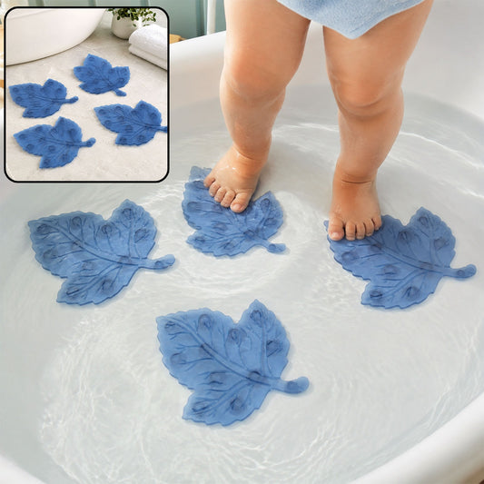 Baby Anti-Slip Bath Mat – Leaf Shaped PVC 4 Pc Set | CrystalWash