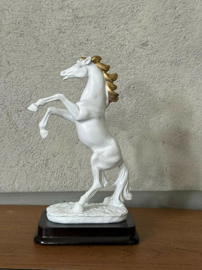 White Horse poly-resin Showpiece for Home Decor | Lucky Horse Statue | Office Table Decor