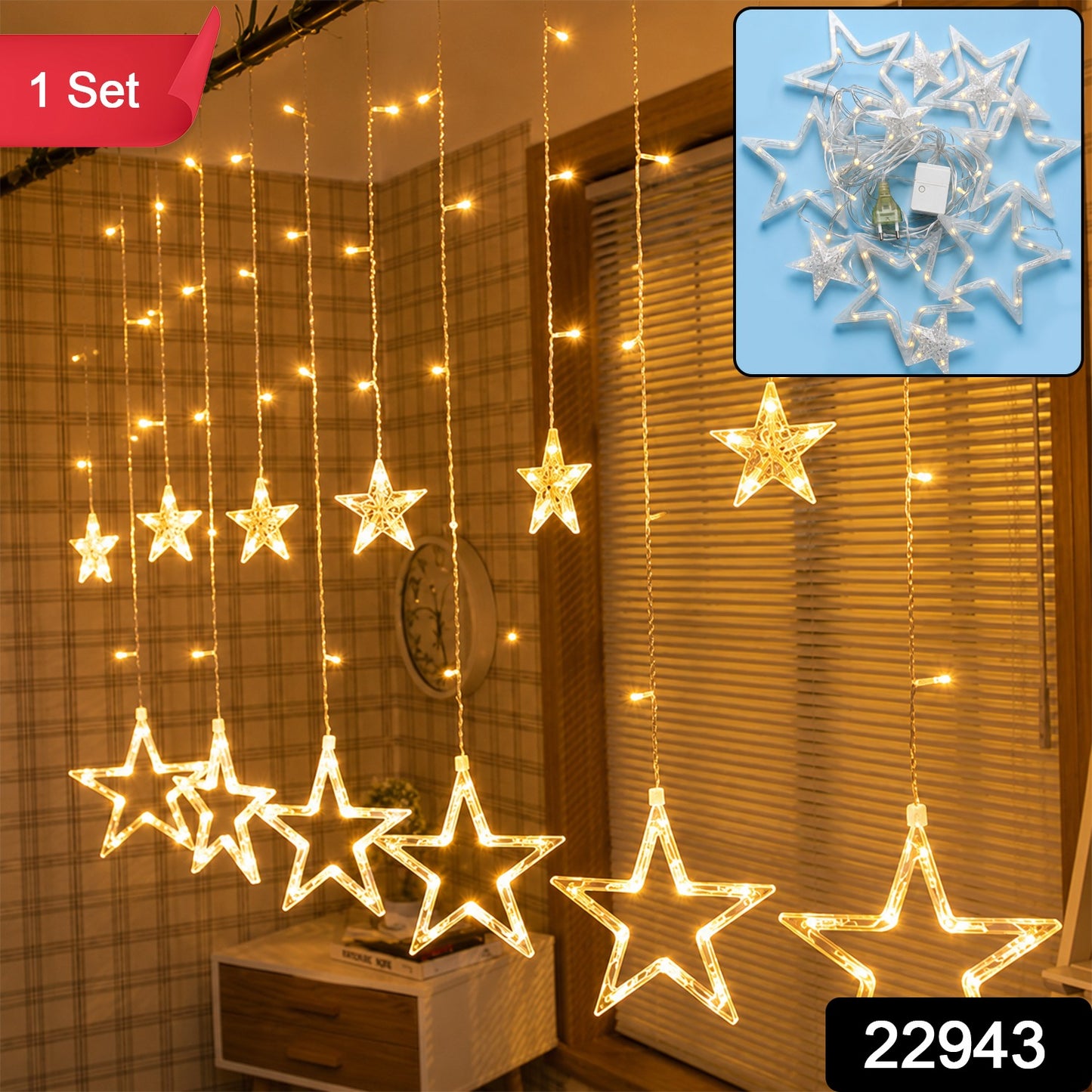 White Star LED String Light Set Warm Fairy Lights for Decoration (1 Set)