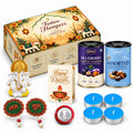 Diwali Gift Hamper with Blueberry Choco Almonds & Assorted Chocolaty Dry Fruits, Ganesha Idol, Tealights & Decor