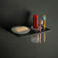 Premium Stainless Steel Wall Mounted Soap Dish with Toothbrush Holder Organizer