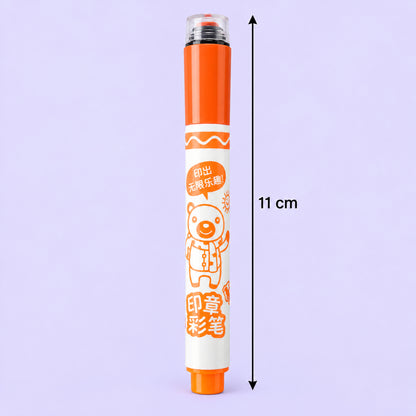 Dual End Colour Sketch Marker Pens with Stamp Designs and Case (24 Pc)