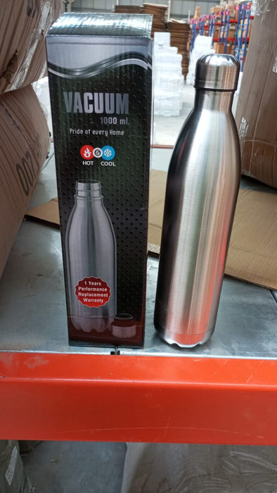 Vacuum Stainless Steel Double Wall Water Bottle, Fridge Water Bottle, Leak Proof, Rust Proof, Cold & Hot Thermos steel Bottle| Leak Proof | Office Bottle | Gym | Home | Kitchen | Hiking | Trekking | Travel Bottle (1000 ML)