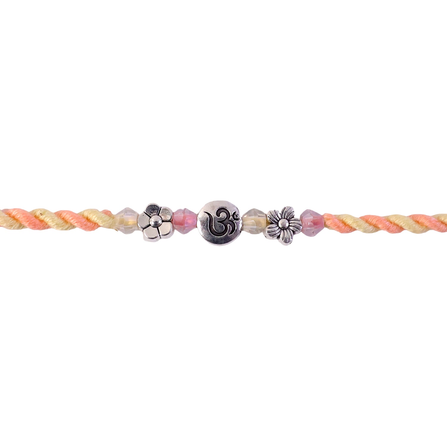 Graceful Pastel Bracelet Rakhi with Silver Centre and Delicate Raksha Bandhan Beauty