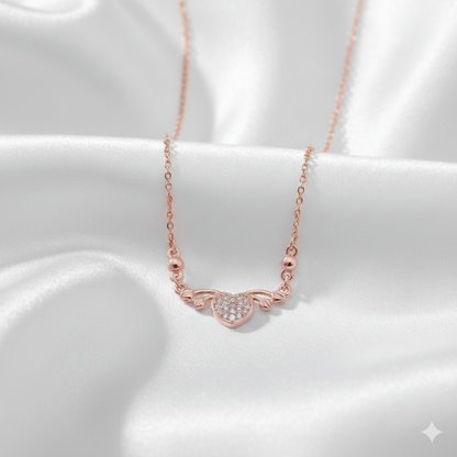 Rose Gold Plated Heart & AD Necklace for Women and girls