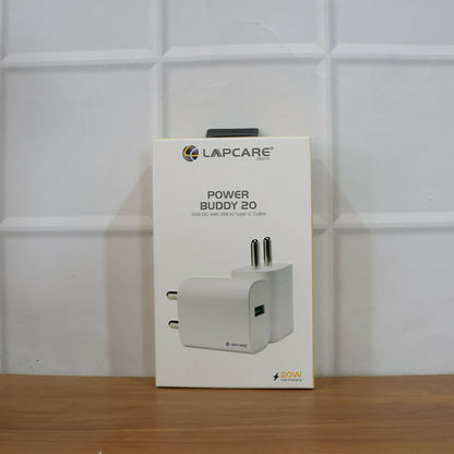Lapcare USB Fast 20W Charging Adapter with USB to Type C Cable for Smartphones and Devices