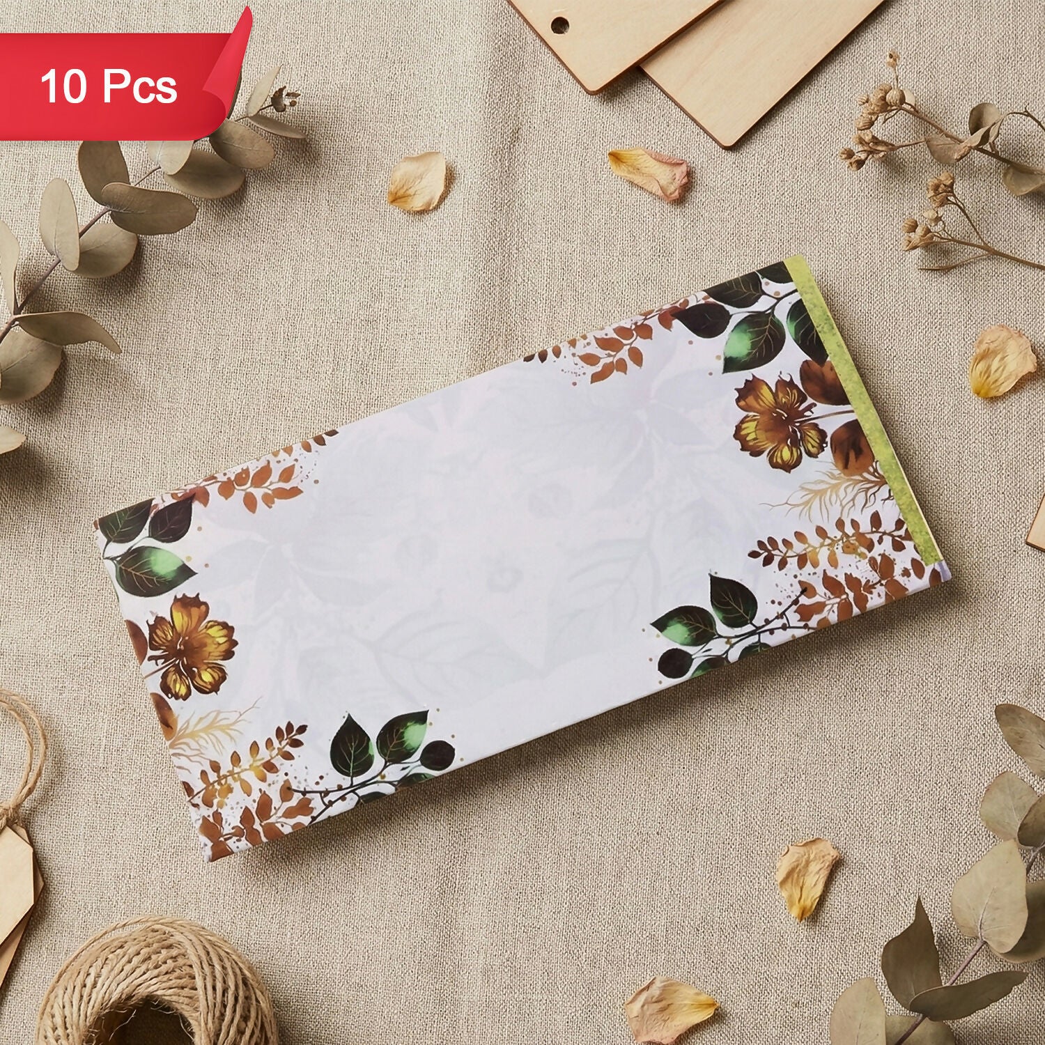 Decorative A4 Size Gift & Money Envelopes with Floral Leaf Pattern – Pack of 10 Pcs