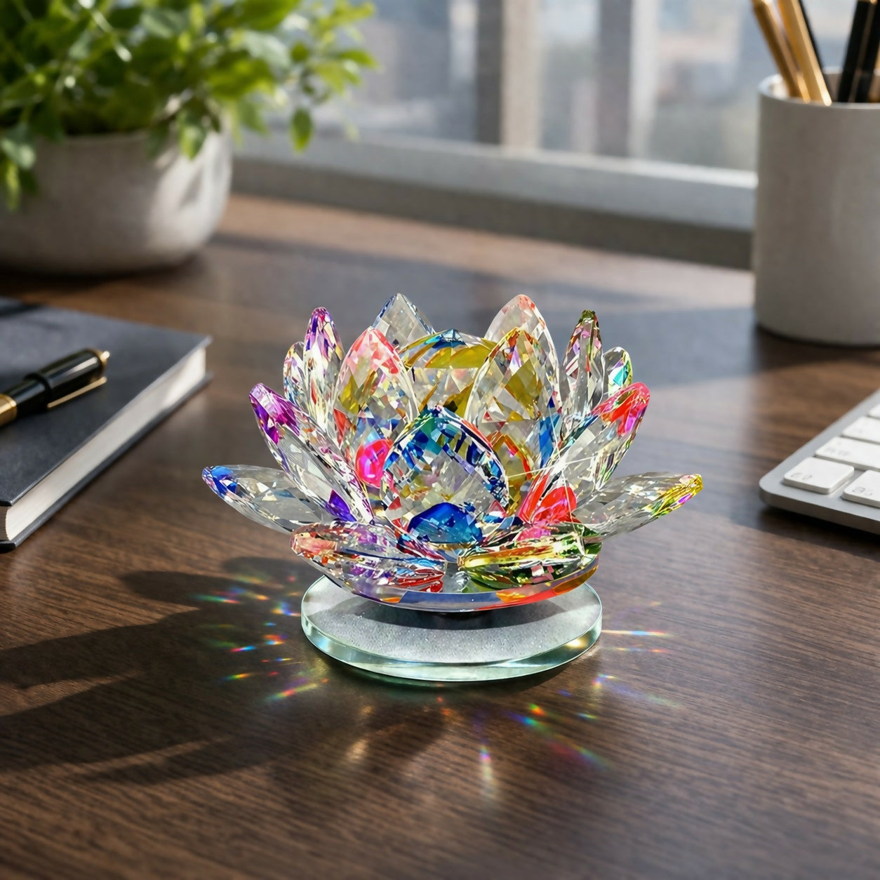 Crystal Cut Decorative Glass Lamp Shade Table Decor Showpiece