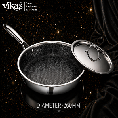 Vikas Honeycomb Frypan 260mm with stainless steel lid