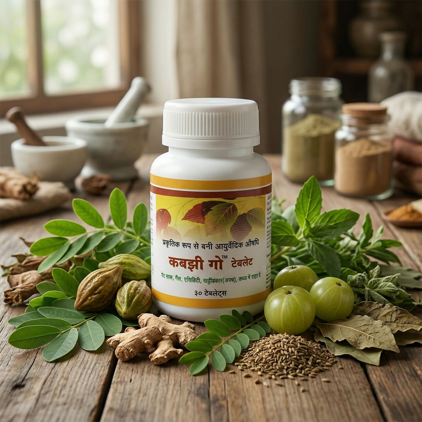 Kabbzi Go Ayurvedic Digestive Tablets – Natural Herbal Formula for Gas, Acidity & Indigestion Relief (30 Tab.)