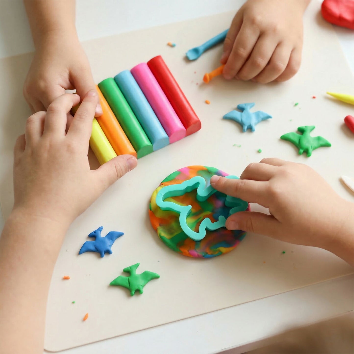 Various creative shapes made with Nara modelling clay set