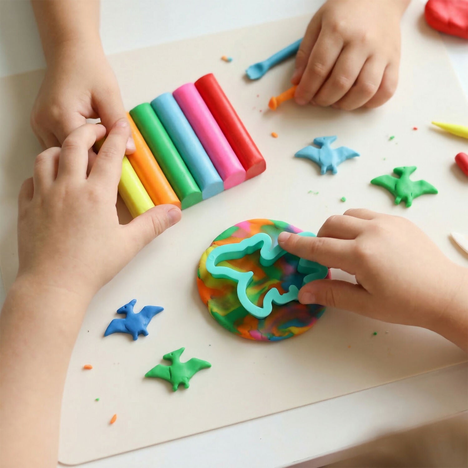 Various creative shapes made with Nara modelling clay set