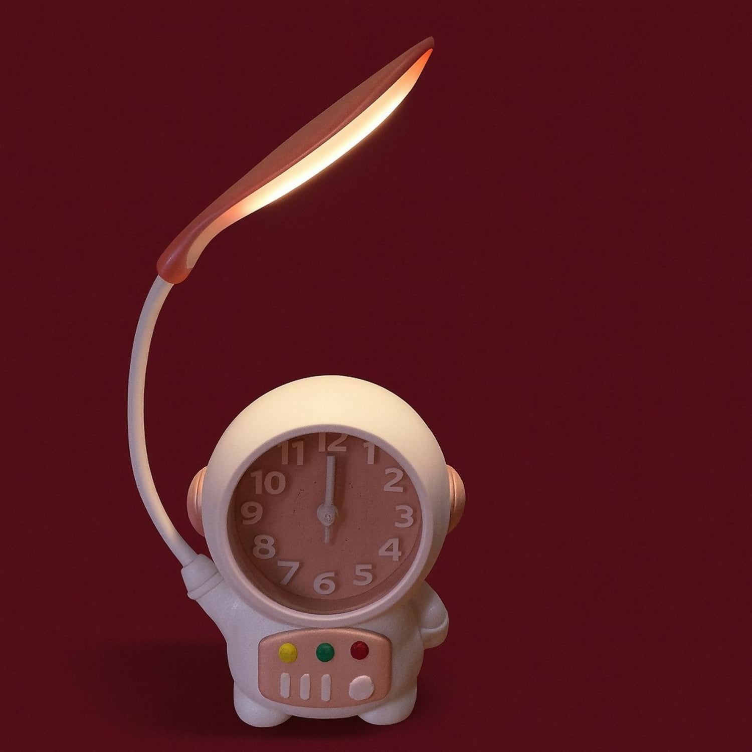 Astronaut Alarm Clock with LED Desk Lamp for Kids | 2-in-1 Night Light & Table Clock with USB Charging | Cute Space Astronaut Design for Bedroom, Study, Gift