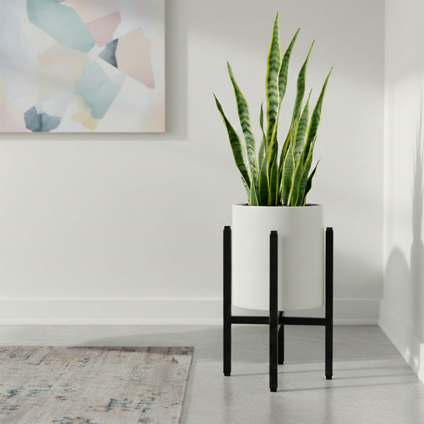 Modern Metal Floor Plant Stand for Indoor Home & Living Room Décor (10x10x15 Inch)