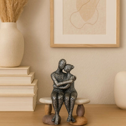 Romantic Couple Sitting on Bench Statue | Modern Love Showpiece for Home Decor