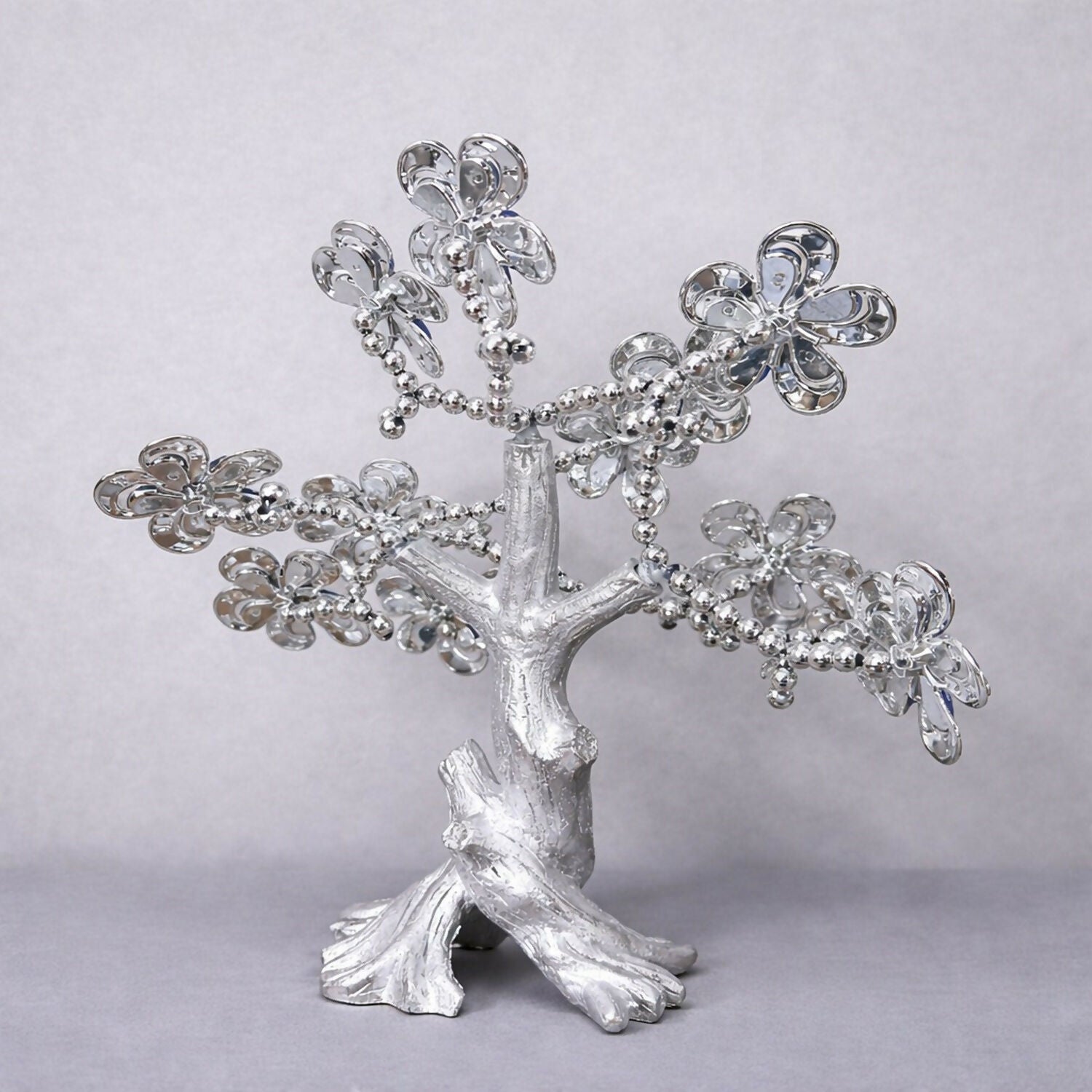 Silver Evil Eye Tree Showpiece for Home Decor, Luck & Protection