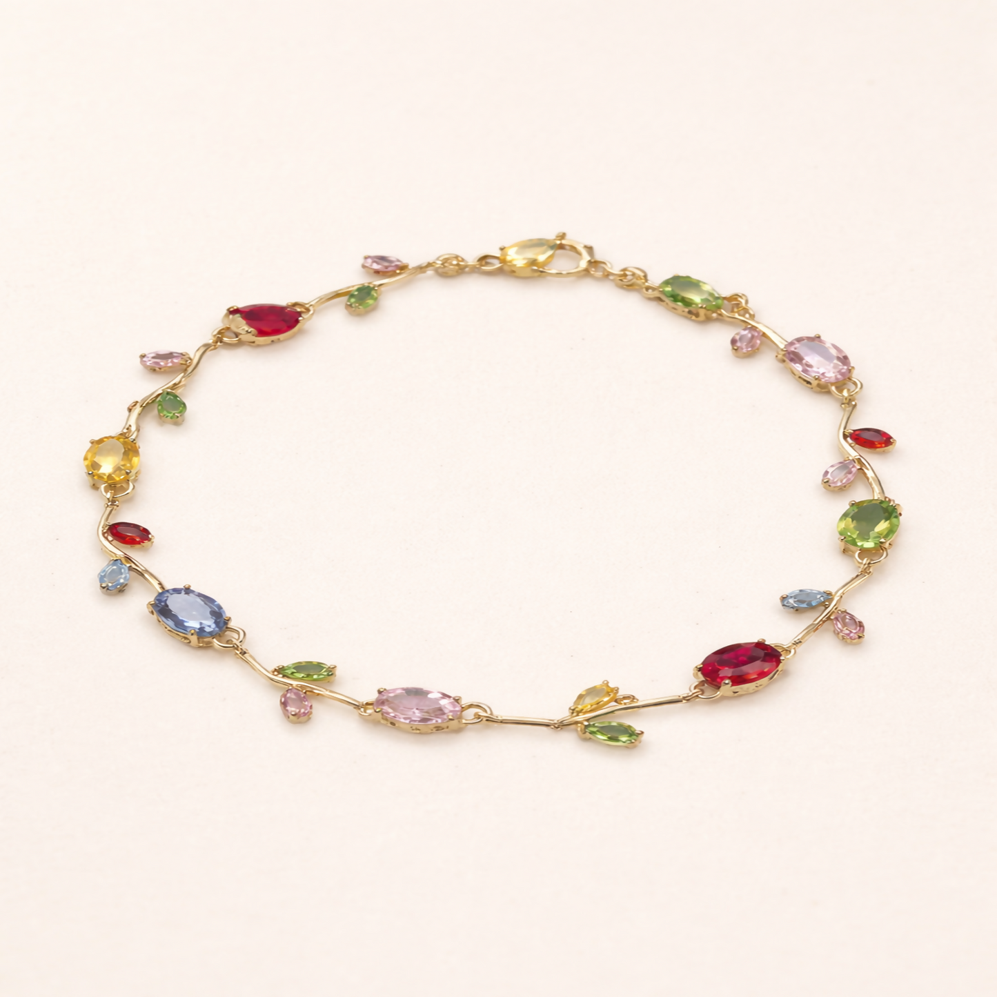 Close-up of bracelet design with zircon stones