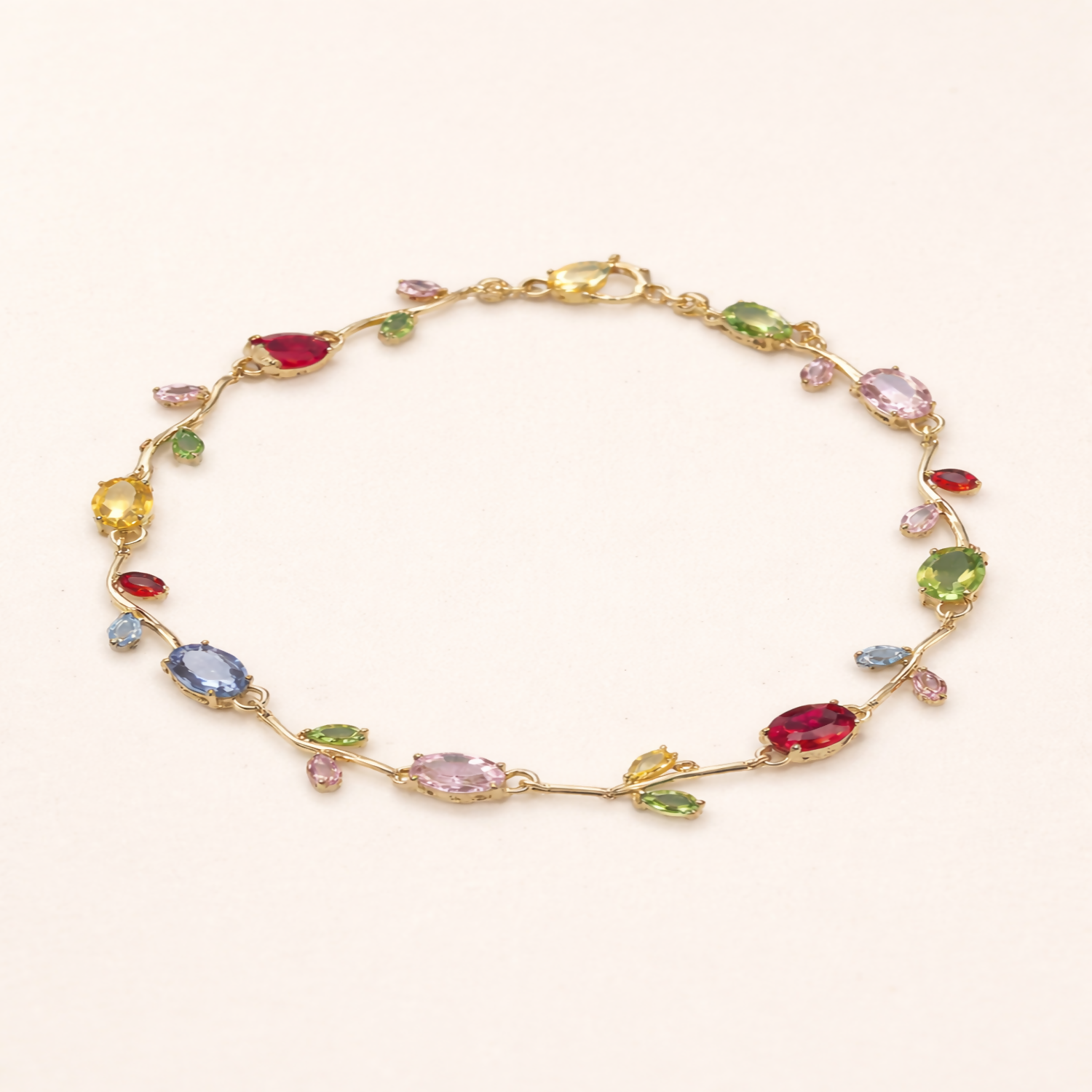 Close-up of bracelet design with zircon stones