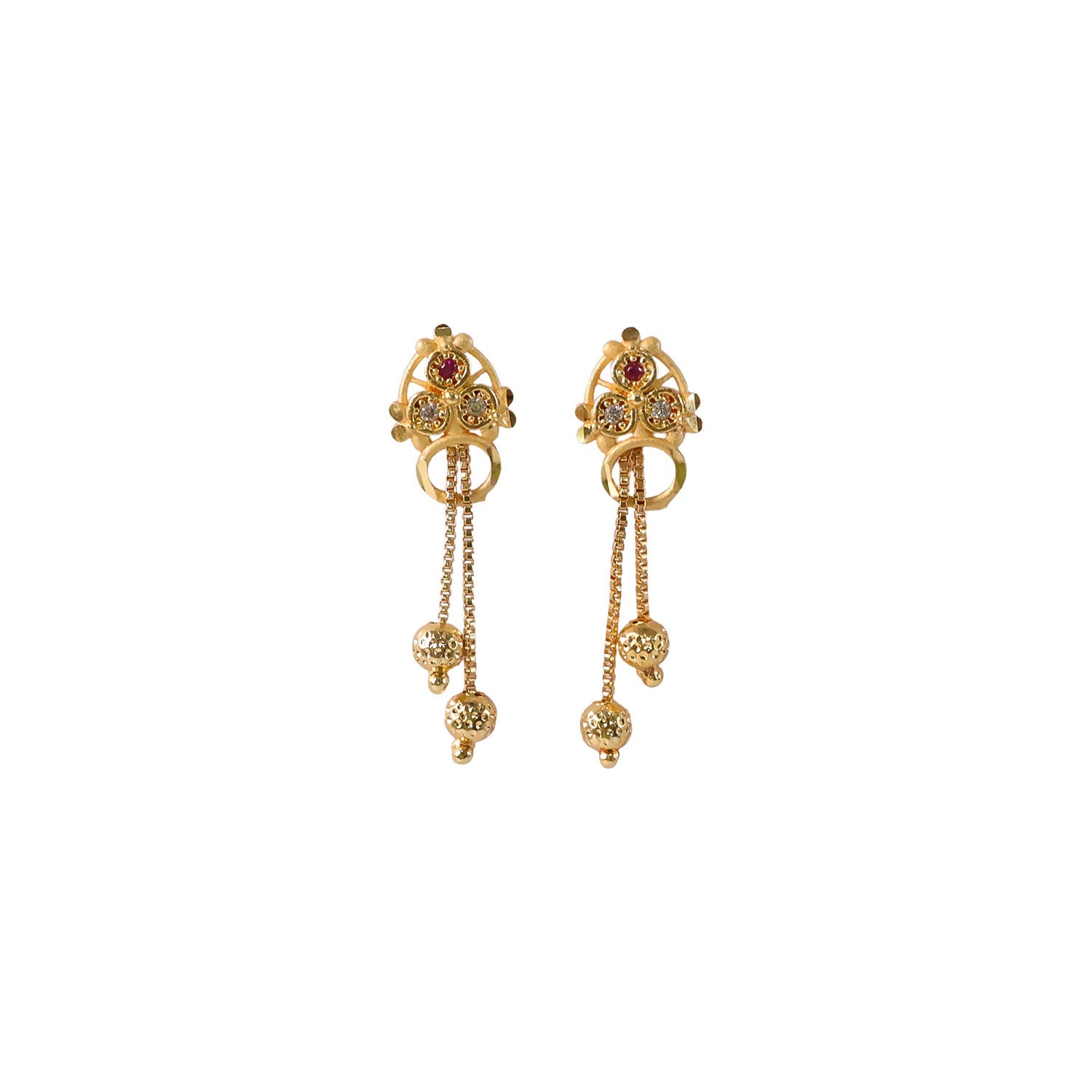 Gold-plated earrings displayed on white background