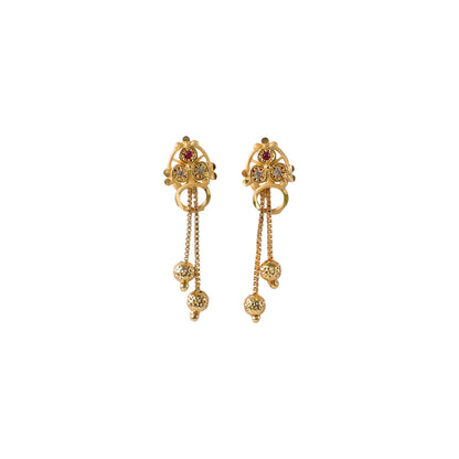 Gold-plated earrings displayed on white background