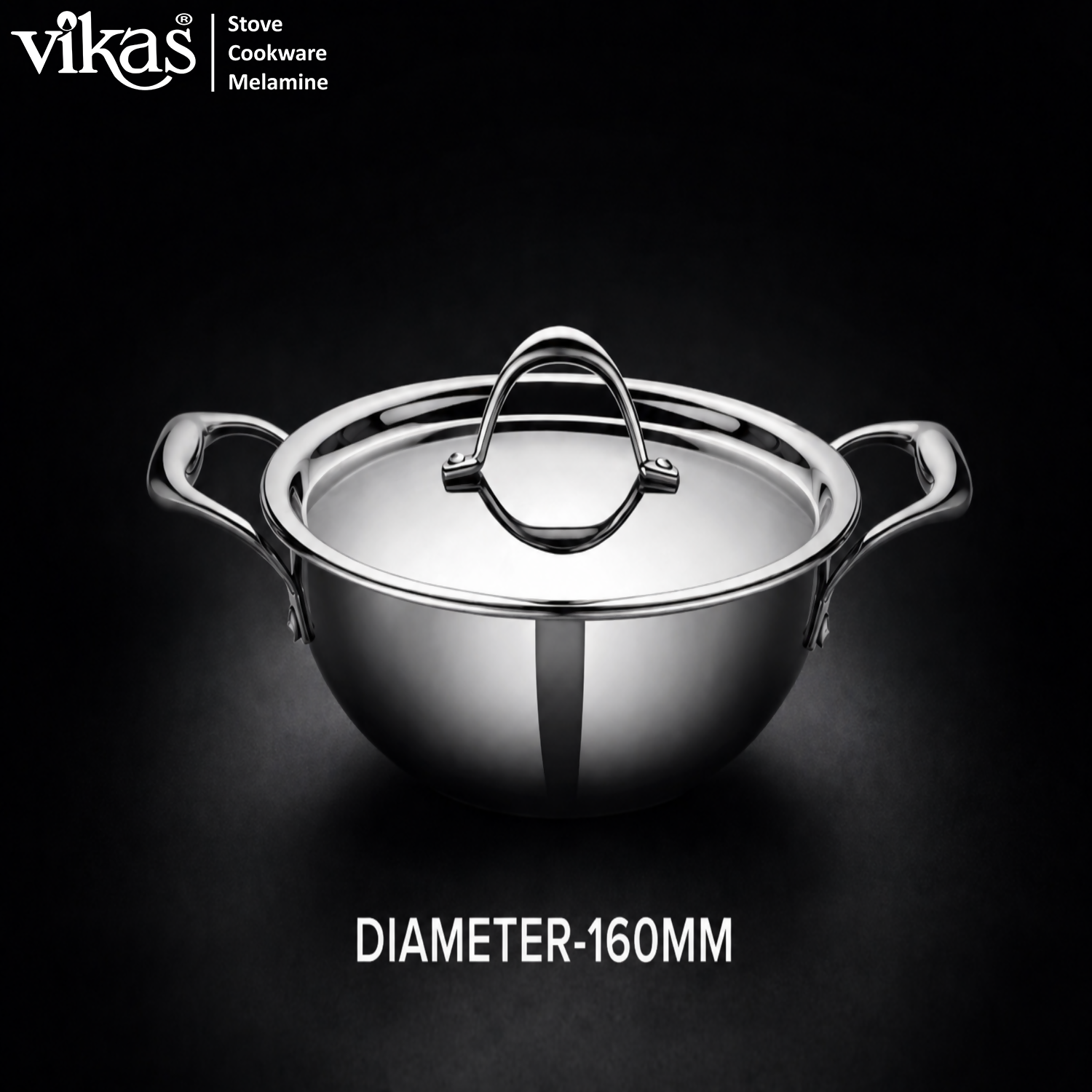 160mm Vikas Triply Kadai variant showing size and construction