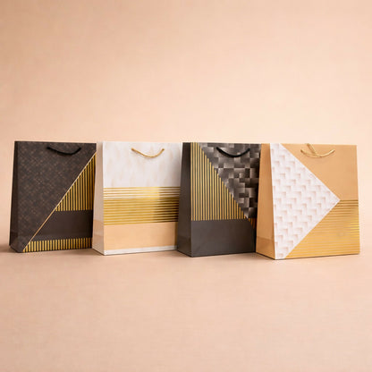 Premium Gold Stripe Gift Bag with Handle Paper Carry Bag (1 PC)