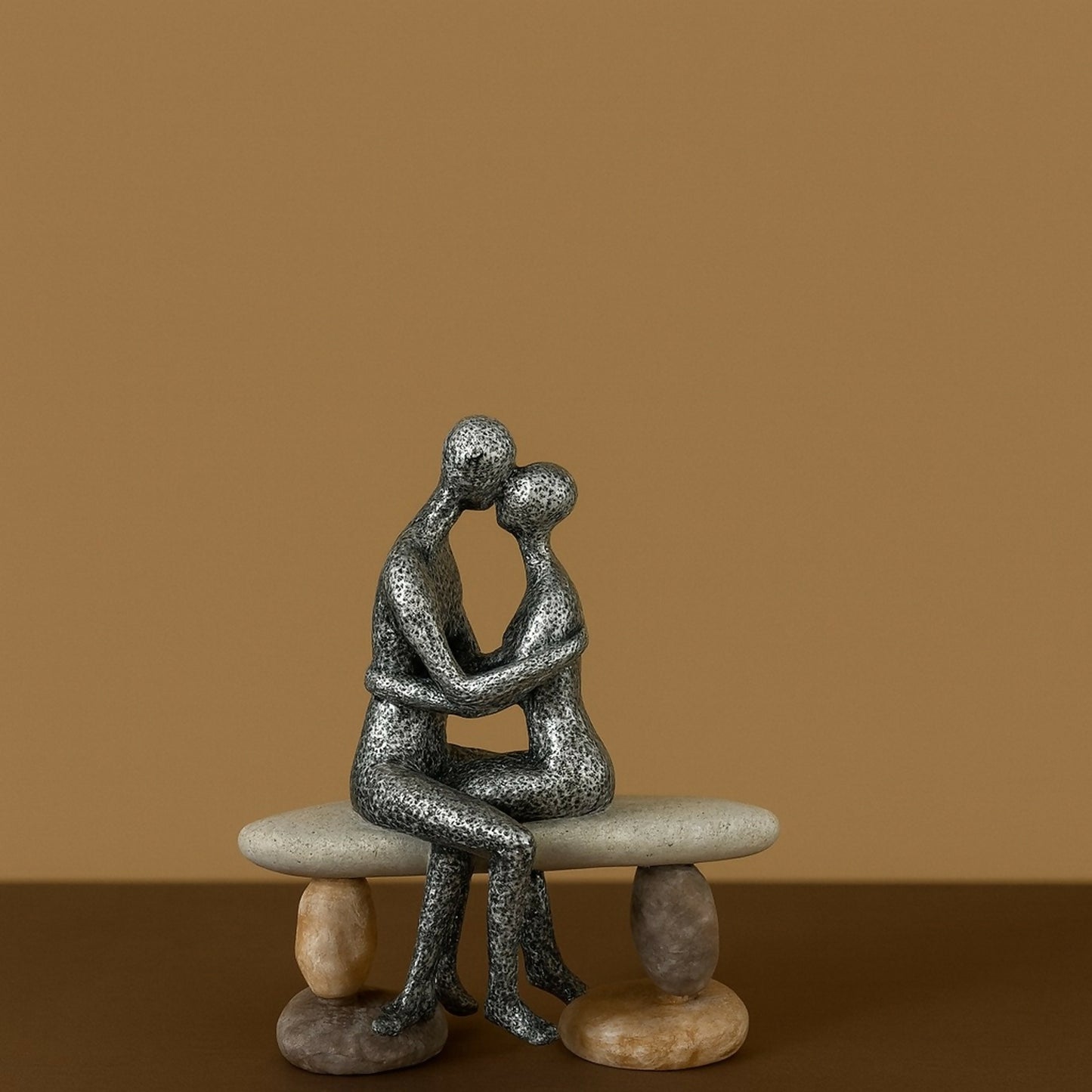 Romantic Couple Sitting on Bench Sculpture Showpiece for Home Decor Gift