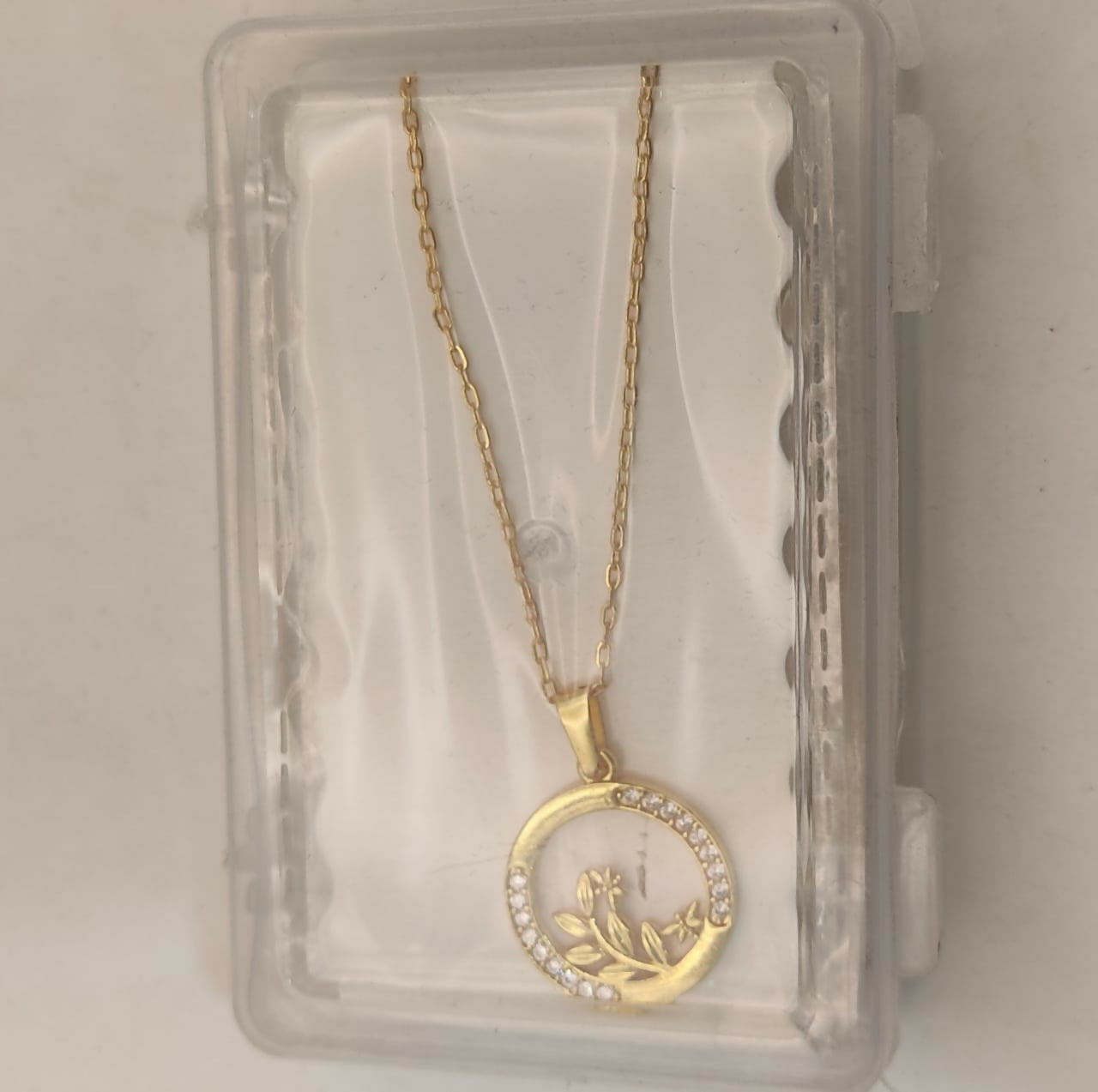 Gold Plated AD Circle Pendant Necklace For women and girls