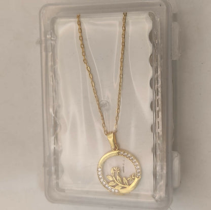 Gold Plated AD Circle Pendant Necklace For women and girls