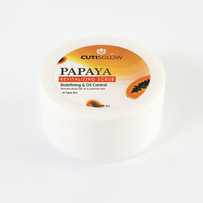 Eyelet Papaya Revitalizing Scrub – Exfoliating Face & Body Scrub for Oil Control, Dead Skin Cell Removal & Smooth Polished Skin (100ml)