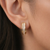 Golden Crystal Studded Hoop Earrings for Daily & Party Wear