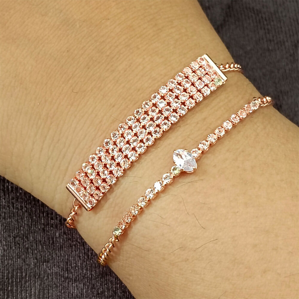 Rose Gold Plated Pack Of Stone Bracelet