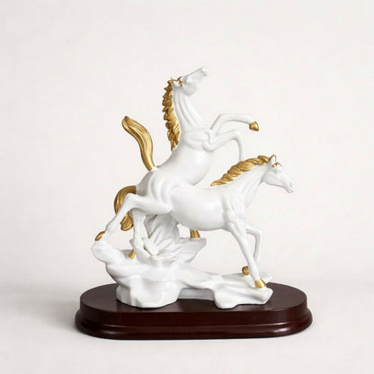 Running Horse Decorative Showpiece with Gold Accents for Home & Office Decor