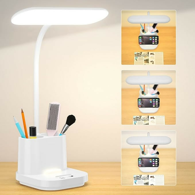 Modern LED desk lamp with stationery organizer